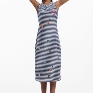 Cut-out jurk met borduursels - BLUE - 13/14
