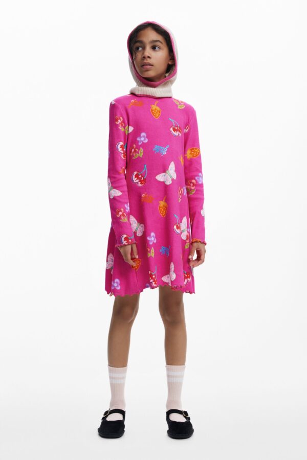 Geribd skaterjurk met vormen - RED - 3/4