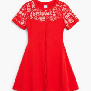 Meisjesjurk met lettering - RED - 11/12