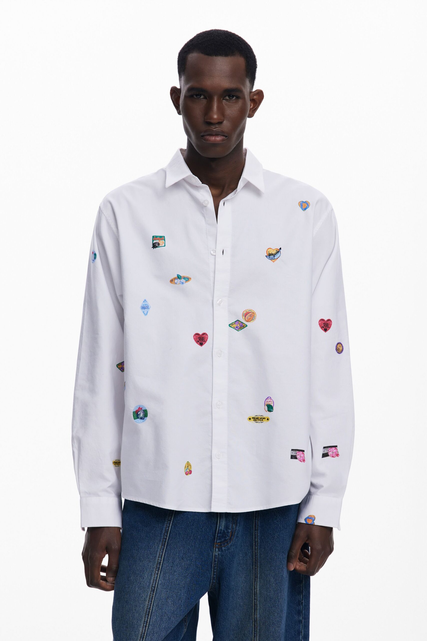Overhemd met lange mouwen en tekeningen - WHITE - L 1 Overhemd met lange mouwen en tekeningen - WHITE - L