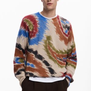 Abstracte paisley trui - BROWN - XL