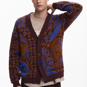 Paisley cardigan trui - BROWN - M