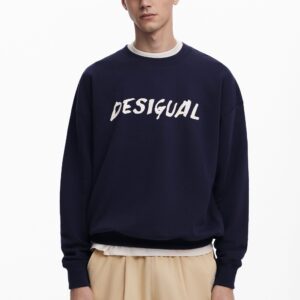 Sweatshirt met logo en textuur - BLUE - L