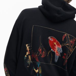 Sweatshirt met capuchon en landschap - BLACK - M