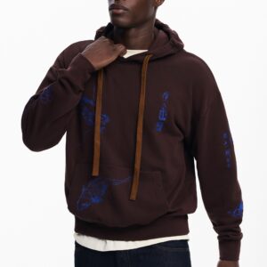 Sweatshirt met drakenkap - BROWN - S