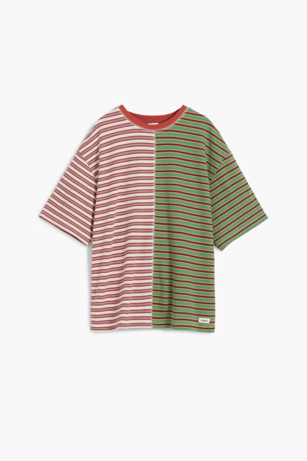 Gestreept T-shirt met korte mouwen - GREEN - L