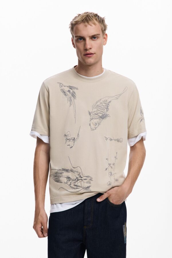 T-shirt met tekeningen van een karper - BLACK - L