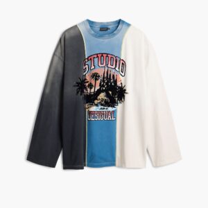 Studio T-shirt met palmbomen - BLUE - S