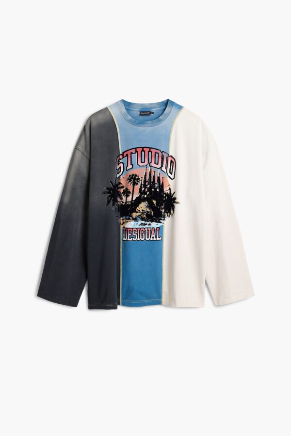 Studio T-shirt met palmbomen - BLUE - S
