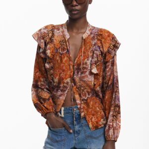 Romantische paisley blouse - ORANGE - XL