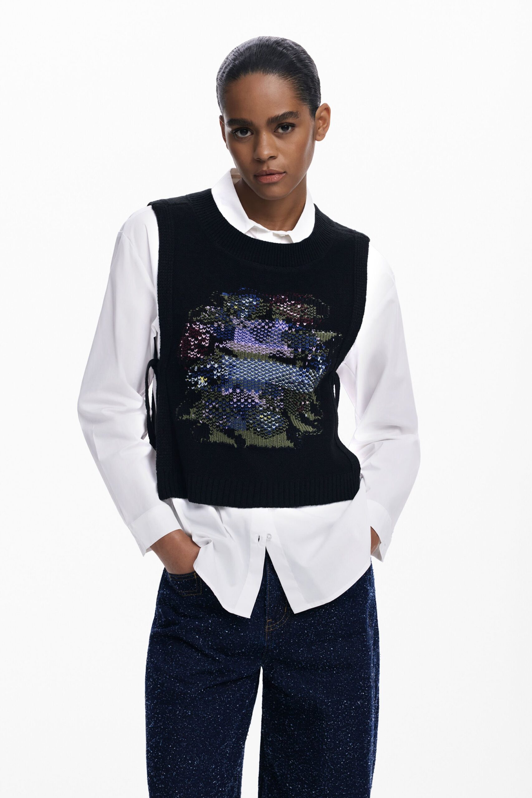 2-in-1 bloemenblouse - WHITE - XS 1 2-in-1 bloemenblouse - WHITE - XS