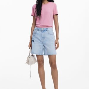 Jeans bermuda met bloem - BLUE - 36