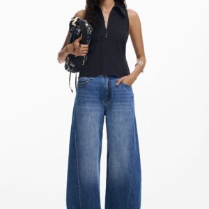 Baggy jeans met naden - BLUE - 36