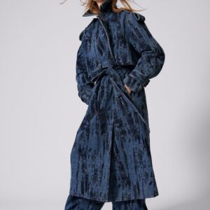 Verlopen denim trenchcoat - BLUE - XL