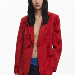 Blazer met fluwelen details - RED - M