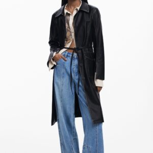 Lang jack met leerlook - BLACK - XS