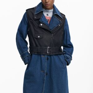 Afneembare denim trenchcoat - BLUE - M