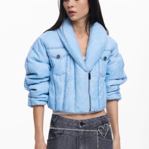 Gewatteerde cropped jas - BLUE - XL