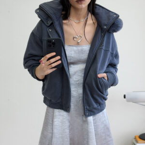 Jas met capuchon en bont - BLACK - XS