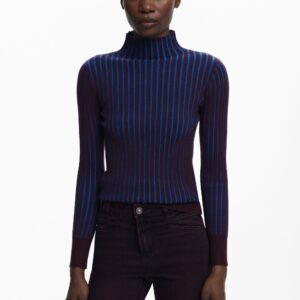 Nauwsluitende geribde trui - BLUE - XS