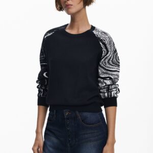 Gemarmerde magas trui - BLACK - L