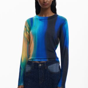 Fijn verticaal verloop trui - BLUE - XS