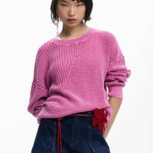 Gebreide trui met borduursels - RED - L