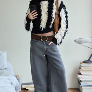 Gerafelde trui - BLACK - L