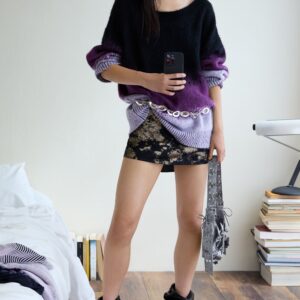 Trui met verloop breiwerk - RED - L