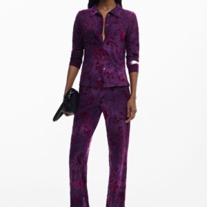 Flared broek met vloeiende textuur - RED - XL