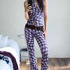 Vintage flare broek - BLUE - XL