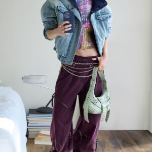 Tie-dye broek met ritsen - RED - 36