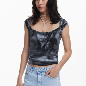 T-shirt met korte mouwen en verloop - BLUE - M