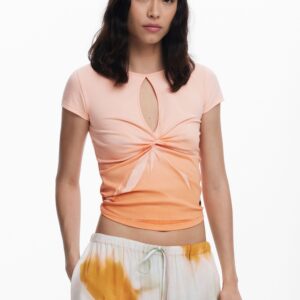 T-shirt met korte mouwen en opening - RED - S