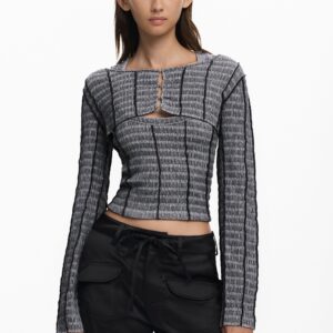 T-shirt met afneembare textuur - BLACK - XL