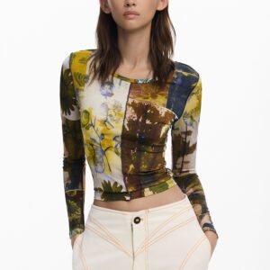 Herfst bloemen T-shirt - GREEN - XL