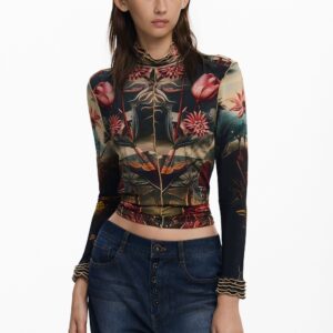 T-shirt met rozenbies - BLACK - XL