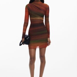 Kort geplooid tule jurk - ORANGE - XS