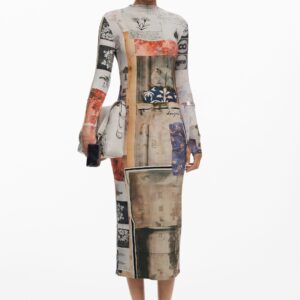 Nauwsluitende collagejurk - MATERIAL FINISHES - XL