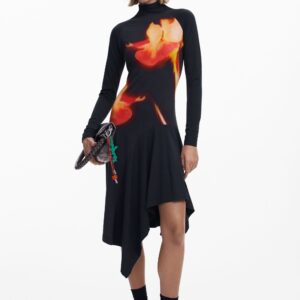 Asymmetrische strakke jurk - BLACK - XL