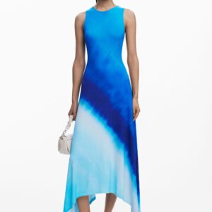 Tie-dye geplooide jurk - BLUE - M