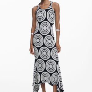 Lange jurk met cirkels - BLACK - S