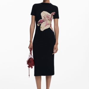 Lange orchidee jurk - BLACK - XL