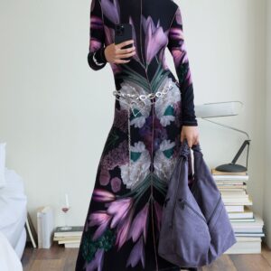 Lange spiegeljurk - BLACK - XS