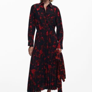 Geplisseerde overhemdjurk - RED - XL