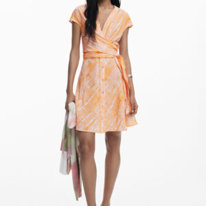 Korte overslagjurk - ORANGE - XL