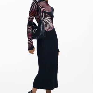 Lange jurk met golven - BLACK - XS