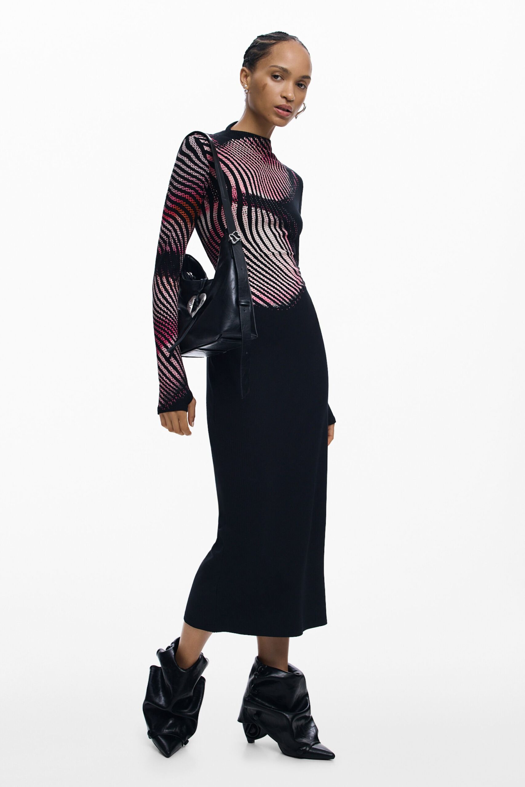 Lange jurk met golven - BLACK - XS 1 Lange jurk met golven - BLACK - XS