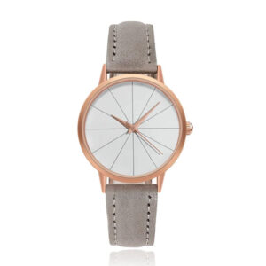 Dameshorloge van LGT JWLS met Zachte Grijze Lederen Band en Rose Behuizing