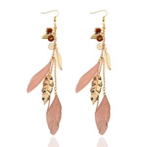 Deja oorbellen met Kettinkjes, Bedeltjes en Veertjes - Goudkleurig